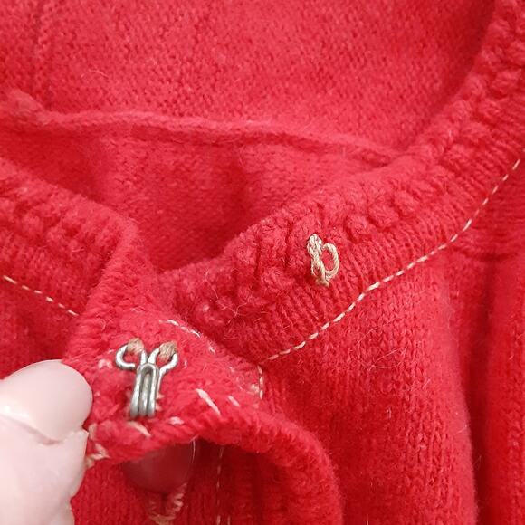 Vintage 1950s Cardigan Sweater Wool Blend Cherry Red Pearl Button Rockabilly - Picture 8 of 15
